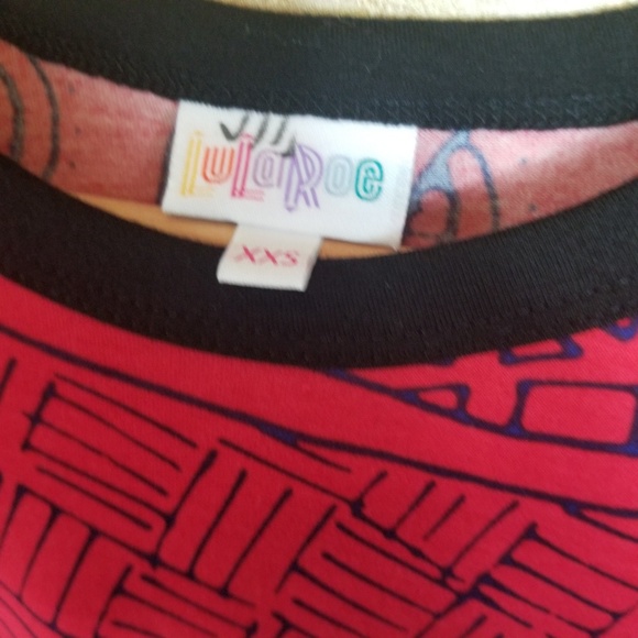 LuLaRoe Randy Red and Blue Cross Shirt 3/4 July - Picture 3 of 3